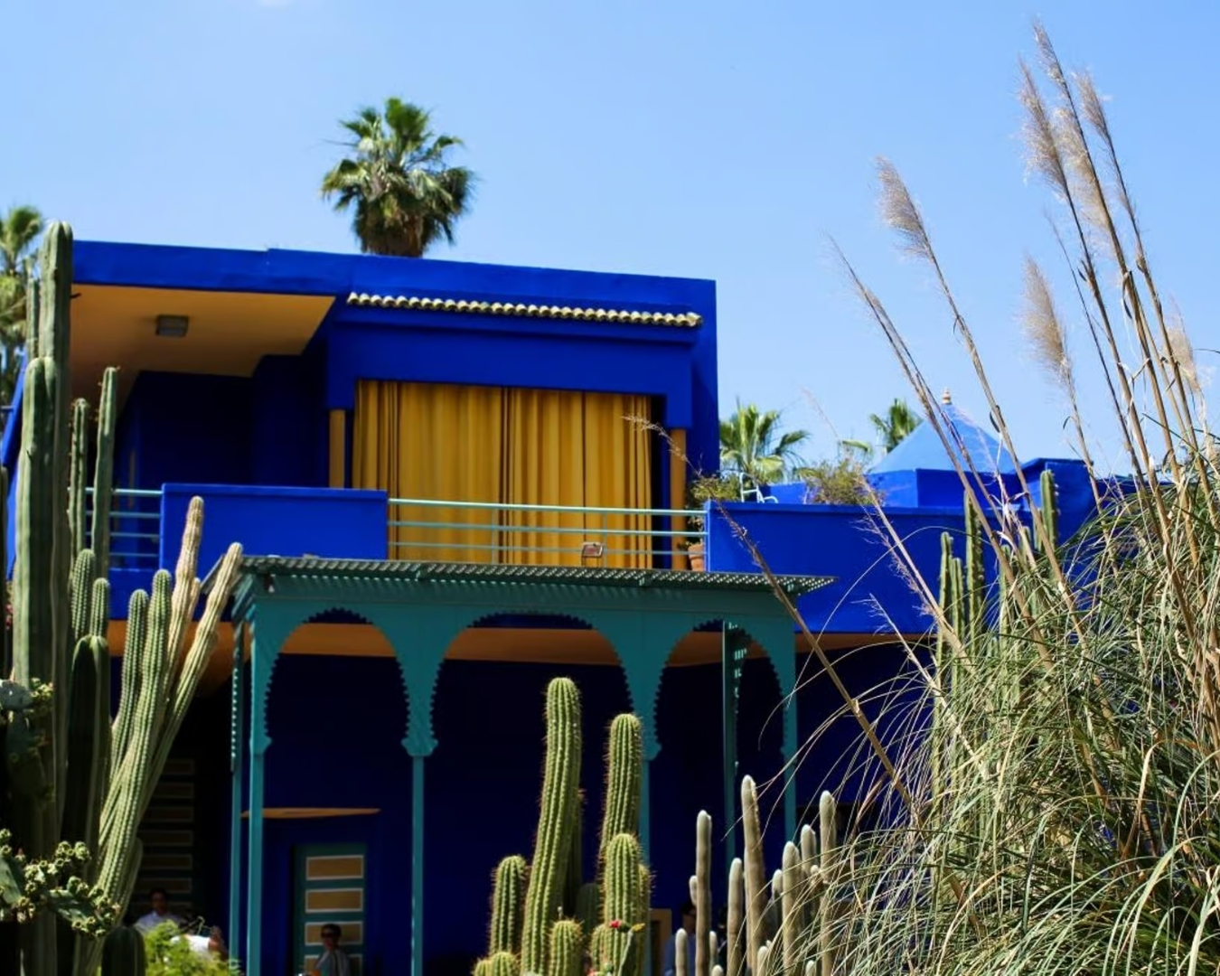 Majorelle Garden with vibrant blue architecture in Marrakech