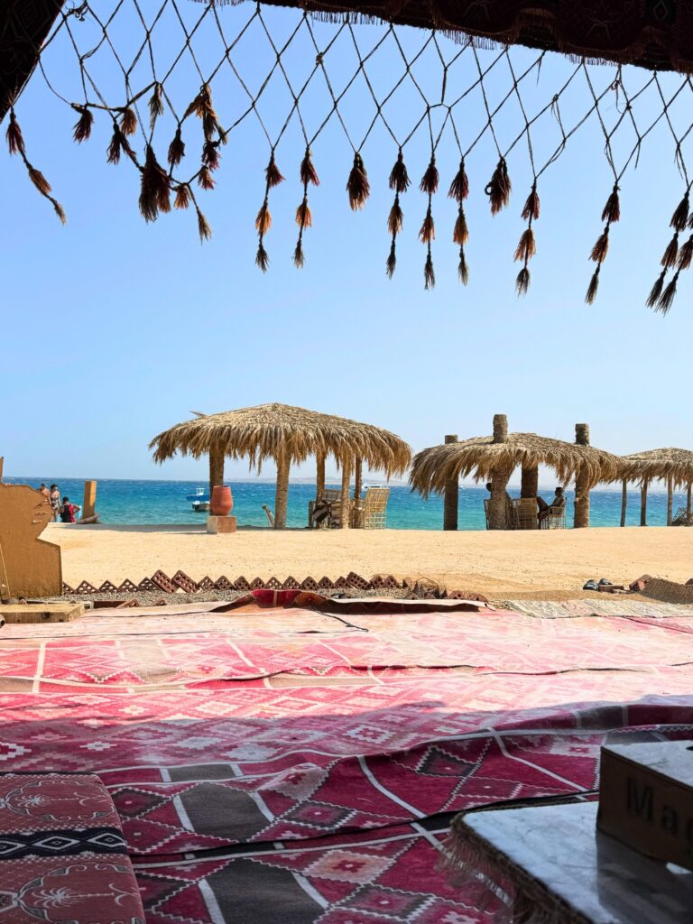 The view of Orange Bay in Hurghada, Egypt from a bedouin restaurant